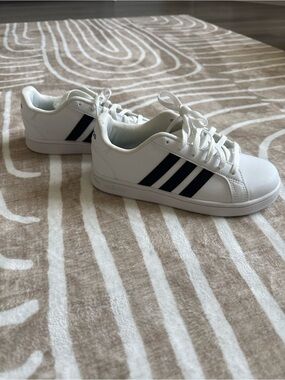 Adidas Kids White Sneakers with Black Stripes NWOB